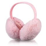 Kuchisity Plüsch Ohrenschützer, Mädchen Plüsch Warm Ohrenschutz Flauschige Outdoor Ohrwärmer Kälteschutz Winddicht Winterzubehör - Rosa