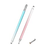 Eingabestift für Touchscreen (2 Stück), hochpräziser 3-in-1-Faser-Eingabestift mit Disc-Eingabestift für Android/iPad/iPhone/Tablets und alle Touchscreens (Farbverlauf Macaron-41)