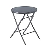 NATERIAL - Gartentisch rund EMYS - Bistrotisch mit Glasplatte - Klappbar - 2 Personen - Ø 60 cm - Stahl und gehärtetes Glas - Grau