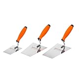Mivos Edelstahl Trapezkellen-Set 3-teilig 130 mm 160 mm 180 mm – Rostfreie Maurerkellen in Trapezform - Stukkateurkellen mit Gummigriff - Trapez Glättekellen - Made in EU