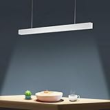 OOWOLF 40 W LED-Pendelleuchte, fokussiertes 4000 K, weiches weißes Licht, 110 cm, für Büro, Wohnzimmer, Esstisch, Garage (Weiß, 110cm)