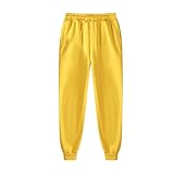 Herren-Sporthose – elastische Taillenhose für Herren, Thermohose, schmale Passform, Trainingshose, Jogginghose, schmale Passform, elastische Taille, Sweatpants mit Taschen, Turnhose, gelb, 3XL