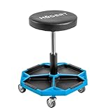 Högert Technik - Werkstatthocker Verstellbarer, Teleskopischer Werkstattsitz, Höhenverstellung, Robuste Konstruktion, maximale Belastung: 140 kg, Rollhocker für die Werkstatt