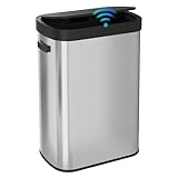 WLIVE Mülleimer 50L mit Sensor, Automatischer Abfalleimer aus Edelstahl, Berührungsfreier Küchenabfallbehälter mit Soft-Close Deckel, Geruchsdicht, Ideal für Küche, Büro oder Wohnzimmer