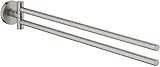 HomeHeng Schwenkbarer Handtuchhalter,Zweiarmig Schwenkbar Handtuchhalter für Wandmontage,Edelstahl Gebürstetes Nickel Wand Handtuchhalter Bad Handtuchstange mit Bohren,H91201D