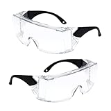 Dyaucwpo 2 Stück Schutzbrille Überbrille, Safety Glasses, Sicherheitsbrille mit Transparent Anti-Beschlag, Arbeitsschutzbrille mit Verstellbare Bügel, Vollsichtbrille Arbeitsbrille für Baustelle Labor