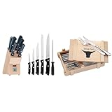WMF Classic Line Messerblock mit Messerset 7-teilig & Steakbesteck 12-teilig, Steakbesteck Set für 6 Personen, Steakmesser Set, Steakgabel, Cromargan Edelstahl poliert, Grillbesteck in Holzkiste