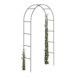 Relaxdays Torbogen Garten pulverbeschichteter Stahl, Rosenbogen für Kletterpflanzen wetterfest und freistehend , Bronze, 240 x 140 x 38 cm, Schwarz
