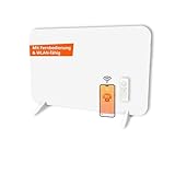 Könighaus 450W Smart 𝗗𝘂𝗮𝗹-𝗜𝗻𝗳𝗿𝗮𝗿𝗼𝘁𝗵𝗲𝗶𝘇𝘂𝗻𝗴 - Standgerät/Wandmontage - WLAN App-Steuerung mit Fernbedienung - Heizkörper inkl. Handtuchhalter, Standfüße & Befestigung - Farbe: Weiß