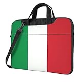 BROLEO Laptoptasche mit italienischem Flaggenmuster, Oxford-Stoff, stilvoll und schützend, superweiches Futter, Schwarz , 13 inch