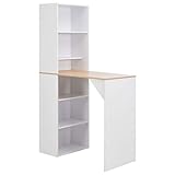 vidaXL Bartisch mit Schrank Bartresen Stehtisch Tisch Tresentisch Bistrotisch Esstisch Küchentheke Frühstückstisch Küchentisch Weiß 115x59x200cm