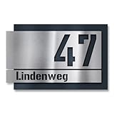 Metzler Individuelle Hausnummer aus Edelstahl - Hausnummernschild in Anthrazit RAL 7016 - Türschild mit ausgelaserter Hausnummer - Kratzfest und Robust - Made in Germany - 3D Effekt - Größe: 27x17,5cm