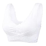 Spitzen BH Damen Ohne Bügel Bustier für Frauen Bra mit Polstern Unterwäsche Atmungsaktiv Sport Bügelloser BHS Push Up Bequem Bustiers Kreuz Vorderseite Büstenhebe Bras Gepolstert S-5XL