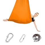 iPalamila Aerial Yoga Hängematte Set,Yoga Hammock 200 Kg Max. Tragfähigkeit Mit Beschläge,Sensory Full Body Socks with Accessories, Stretchy,Breathable(orange,150x280CM)