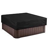 Universelle wasserdichte quadratische Whirlpool-Abdeckung, isolierte Thermo-Spa-Abdeckung für aufblasbare Pools im Freien, dick, UV-beständig, 190T Polyester, schwarz, 220 x 220 x 90 cm