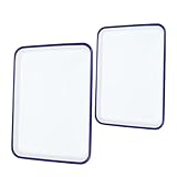 SAFIGLE 2 Stück Emaillierte Backbleche Hitzebeständig Weiß Backform Ofenblech Vielseitig für Kuchen Brot Pancakes Küche und Labor