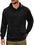 Runcati Herren Kapuzenpullover Langarm Regular Fit Hoodie Einfarbig Leichte Sweatshirt Casual Sport Training Oberteile mit Kängurutasche Schwarz XL