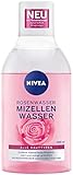 NIVEA Rosenwasser Mizellenwasser (400 ml), Gesichtsreinigung mit MicellAIR Technologie und natürlichem Rosenwasser, sanftes Mizellen Reinigungswasser