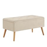 Zedelmaier Sitzbank mit Stauraum Sitztruhen Footstool Aufbewahrungsbox Stuhl Polstersitz aus Samt Moderne Möbel (Beige -Samt)