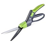 WORKPRO 360° Drehbare Grasschere 350mm, Rasenschere mit Ergonomischem Griff, Sicherheitsverschluss, Beschichtete Klingen für Langlebigkeit und Rostschutz, Ideal für Rasen, Pflanzen und Bonsai