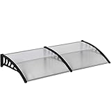 Outsunny Pultvordach Vordach für Haustür 200 x 96 x 27 cm Überdachung mit UV Schutz, Regenschutz Sonnenschutz für draußen Alu Schwarz