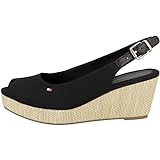 Tommy Hilfiger Damen Wedge Espadrilles Iconic Elba Sling Back Wedge Keilabsatz, Schwarz (Black), 39 EU