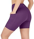 Nirlon NirLUX Yoga-Shorts für Damen, butterweiche Damen-Trainingsshorts für Fitnessstudio und Yoga, Biker-Shorts mit Taschen, pflaume, 48