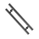 Generisch H-förmige Glastürgriffe, Badezimmer-Druckgriffe, L-600/800 Mm Haustürgriff, For Holztüren Im Innenbereich, Einkaufszentren, Duschräume(Black,Hole Spacing-600mm)
