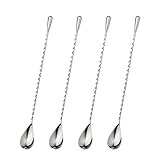 Vxcbad 4 Stück Lange Löffel Barlöffel Cocktail Löffel Eiskaffee Löffel 304 Edelstahl Spiralmuster Für Bar Cafe Küchen 30cm