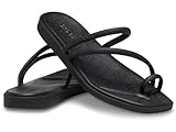 Crocs Damen Miami Toe Loop Flache Sandale, Schwarz, 38/39 EU