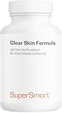 Clear Skin Formula - Anti-Akne- & Hautunreinheiten-Nahrungsergänzung - Reine & Gesunde Haut - Mit Klette, Lactoferrin, NAC, Mariendistel, Vitaminen A, B3, B6-90 vegane Kapseln - SuperSmart