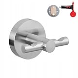 tesa MOON Handtuchhaken, verchromter Edelstahl - Bad-Haken zur Wandbefestigung ohne Bohren, inkl. Klebelösung - 60mm x 50mm x 55mm