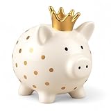Keramik-Sparschwein mit Goldkrone – Elegante Schatztruhe für Ihre Ersparnisse