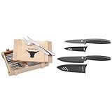 WMF Steakbesteck 12-teilig, Steakbesteck Set für 6 Personen & Touch Messerset 2-teilig, Küchenmesser mit Schutzhülle, Spezialklingenstahl antihaftbeschichtet, scharf, Kochmesser, Gemüsemesser, schwarz