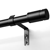 TRAROD Gardinenstange Schwarz 81-238cm, 16 mm Durchmesser Vorhangstange Ausziehbar, Vorhangstange mit Halterung und zylindrischen Enden für Schlafzimmer, Wohnzimmer und Küche - Schwarz Matt