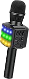 BONAOK Karaoke Mikrofon Led, 4-in-1 Bluetooth Mikrofon Karaoke, Tragbares KTV Microphone, Home Party Karaoke Dynamische Mikrofone für Android(Q36 Schwarz)