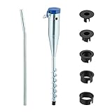 Relaxdays Bodenhülse, für Sonnenschirm & Wäschespinne, zum Eindrehen, 25-55 mm Stangendicke, Bodendübel, Silber/blau