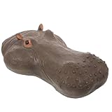 POPETPOP Realistische Schwimmende Flusspferdkopf Statue aus Resin Kompakte Gartendeko für Teich und Terrasse Leichte Hippo skulptur als Dekoratives Wasserspiel für Außenbereich