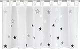 Startex Schlaufenpanneaux, Schlaufengardine Sterne 2409 Weiß Grau Schwarz 48 x 140 cm