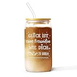 Juratar Geschenke für Freundin, Cocktailgläser mit Deckel und Strohhalm, bleifreie Trinkgläser, Iced Kaffeegläser, Ideal für Bier, Cocktail, Saft, Wasser, Freundschaftsgeschenke