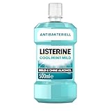 LISTERINE Cool Mint Mild 500 ml, antibakterielle Mundspülung mit ätherischen Ölen und ohne Alkohol, mildes Mundwasser bekämpft wirksam Bakterien, optimale Ergänzung zur täglichen Zahnpflege