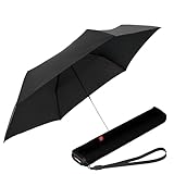 Knirps Taschenschirm Ultra US.050 Slim Manual – Ultra leicht und flach – Sturmfest – Windproof – 21 cm – Schwarz