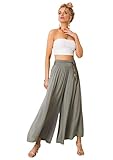Och Bella Hosenrock Damen Lang mit hoher Taille - Aus extrem weichem, luftigem Material Hosen Damen - Lässige Hosen Damen High Waist Perfekt für die kommende Sommersaison (Khaki, S)