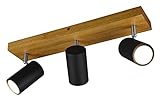 Trio Leuchten Spotbalken Marley 812400332, Metall Schwarz matt, Holz, exklusiv 3x GU10