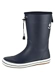 BluePort Unisex hoher breiter Segelstiefel Bornholm wasserdicht rutschfest, Farbe:Navy, Größe:45 EU