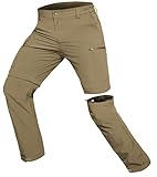 Hiauspor Wanderhose-Herren-Zip-Off-Outdoorhose-Sommer-Leicht-Trekkinghose-Atmungsaktiv-Schnell-Trockend-Funktionshose-Softshellhose-mit-5-Tiefe-Taschen (M, Khaki)