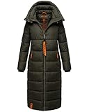 Navahoo Damen Winterjacke langer Winter Mantel Winter Jacke gesteppt warmer Steppmantel B926 [B926-Kristall-D-Olive-Gr.XXL]