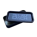 BLAUBACH® Aufbewahrungsdose mit Rolling Tray, Joint Case, Drehtablett, Geruchsdicht, Metalldose, Schwarz - 15 x 7,6 x 2,7cm
