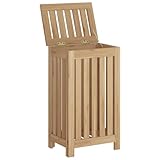 Wäschebehälter Holzrahmen Badregal Badschrank Wäschesack Laundry Wäschetruhe Wäschekorb Wäschebox Wäschesammler Wäschetonne, 35x25x60 cm Massivholz Teak