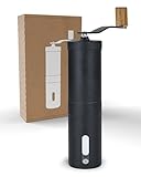 LAMBDA COFFEE® TERRA Kaffeemühle manuell aus Edelstahl und stufenlosem Keramikmahlwerk I Espressomühle Hand aus Holz mit Kegelmahlwerk - Handkaffeemühle I Präzise Mahlgradeinstellung I leicht